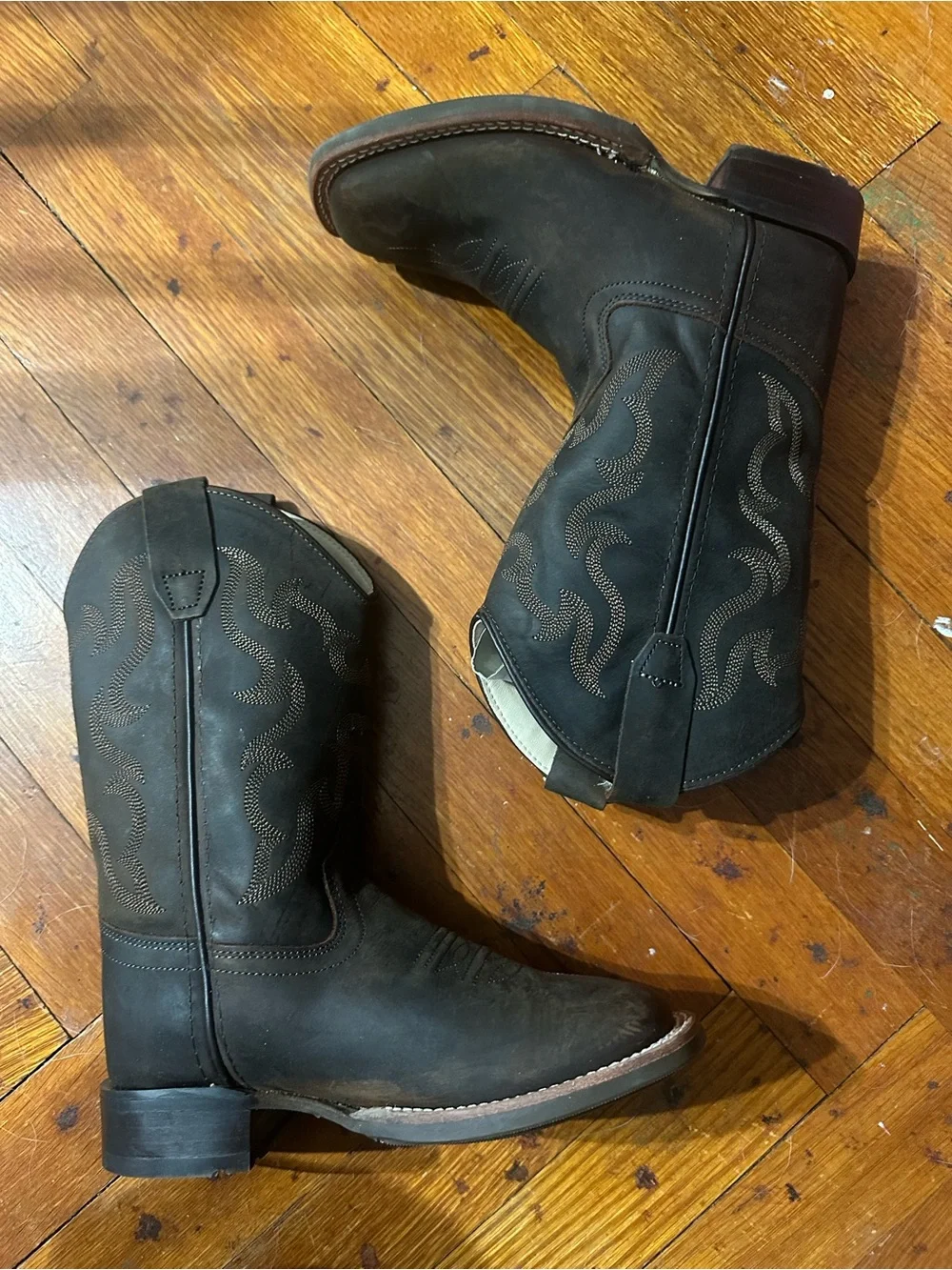 Cody James Boy’s Brown Leather Cowboy Boots Size 1D